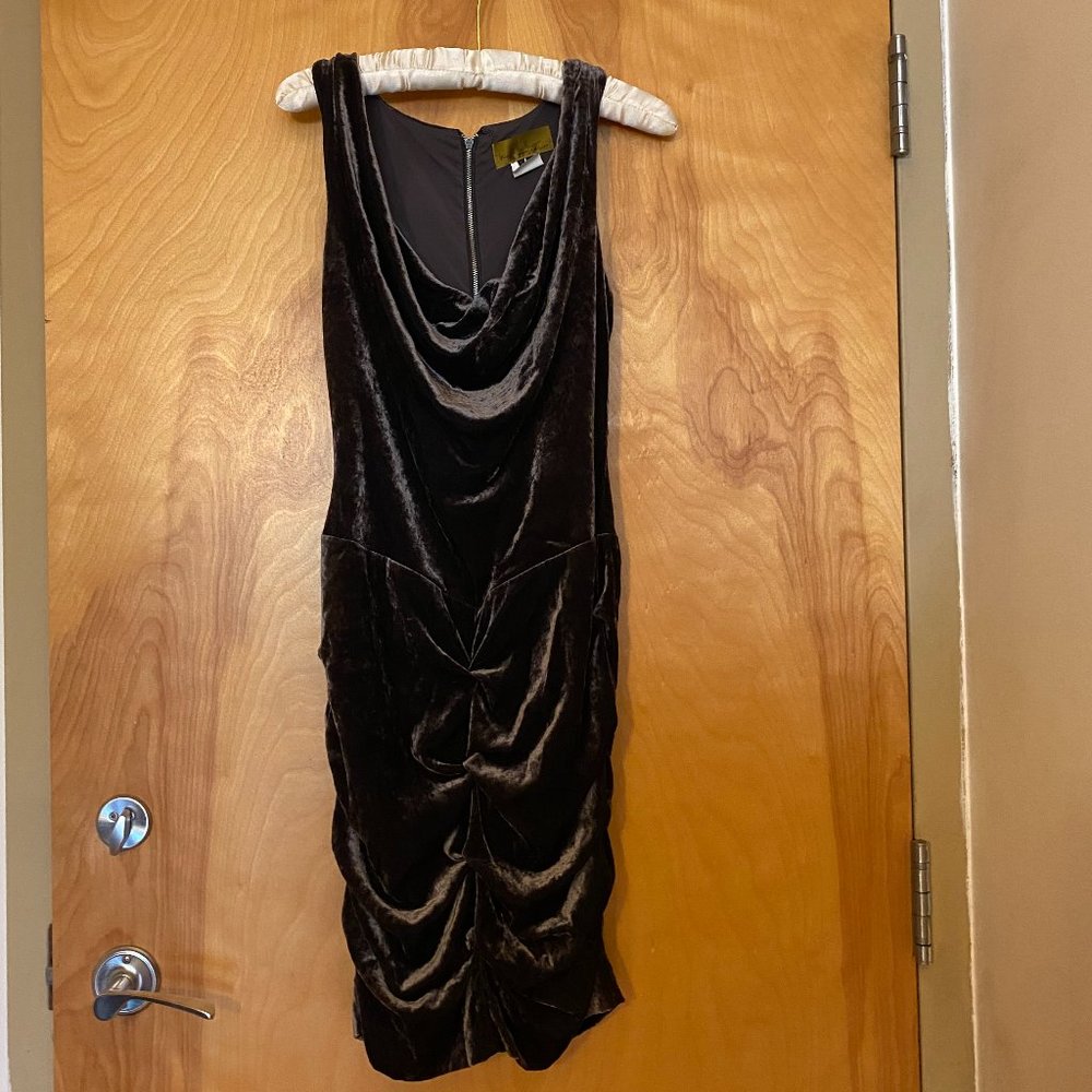 Dark Grey Nicole Miller Velvet Dress